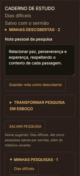 Caderno de Estudo real com passagem e nota demonstrativas salvas
